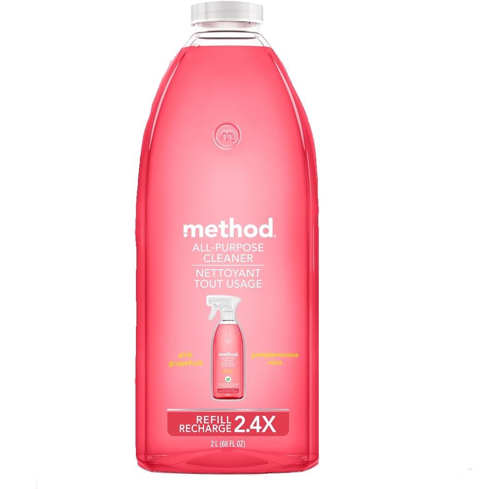 Method All-Purpose Cleaner refill bottle with pink grapefruit label for eco-friendly cleaning.