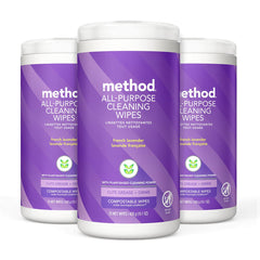 Method All-Purpose Wipes French Lavender canister for fast surface cleaning.