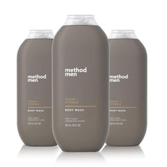 Method Men Cedar and Cypress bottle with pump for quick cleansing and woodsy freshness.