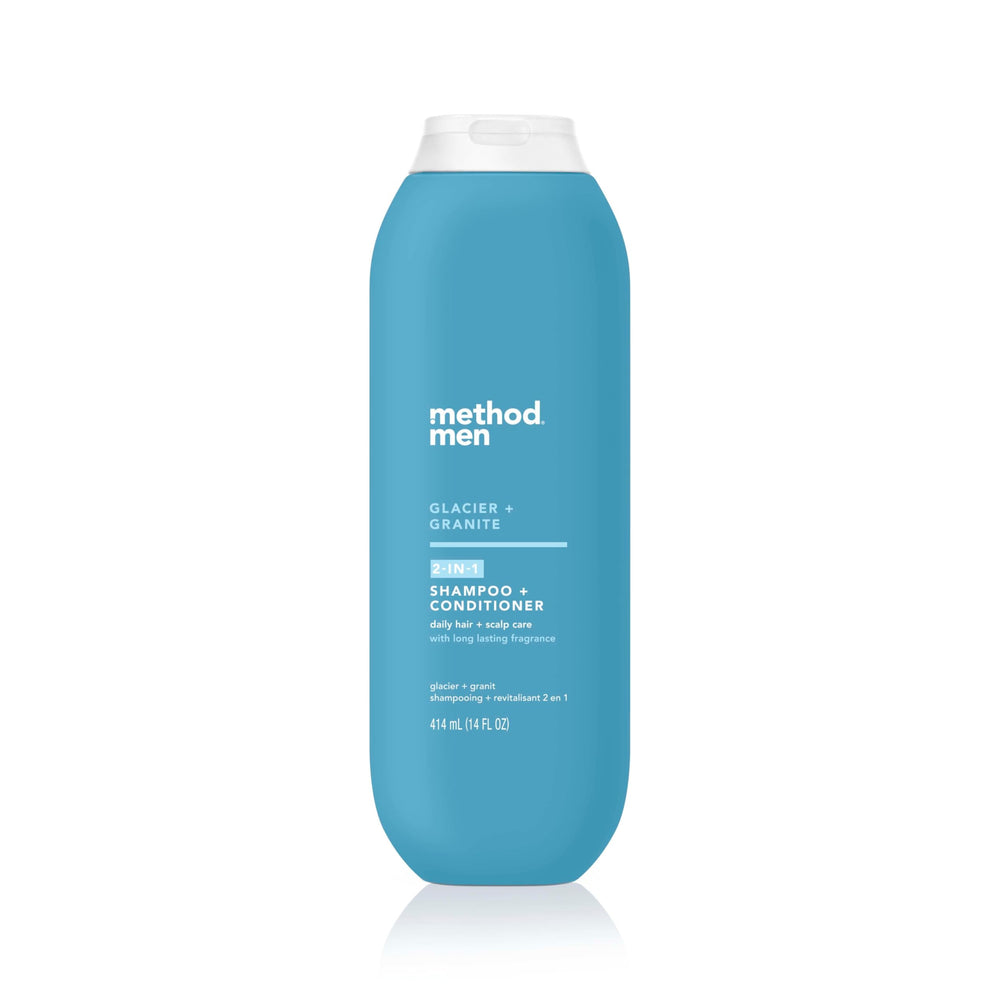 Method Men glacier-granite bottle highlights argan oil for smoother, more manageable hair.