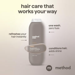 Method Men lightweight softness with argan and jojoba oils on hair