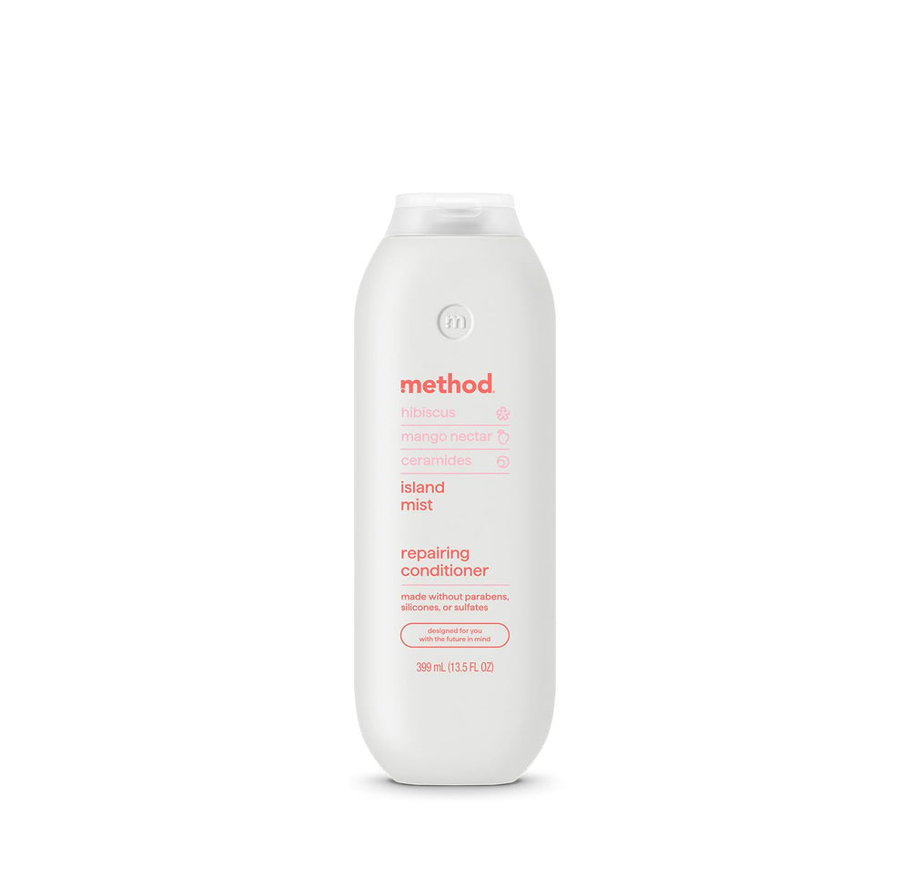Method Repairing Conditioner Island Mist bottle demonstrates color-safe, lightweight conditioning