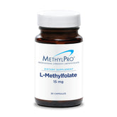 MethylPro bottle front showing professional-strength methylfolate for mood and brain support.