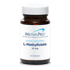 MethylPro L-Methylfolate bottle front view highlighting active folate for focus.