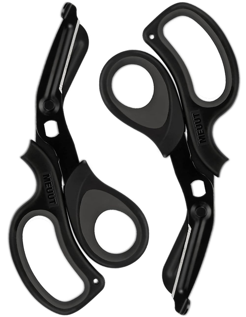 MEUUT trauma shears ambidextrous design for comfortable use by both left and right handed professionals.