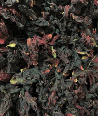Mexgrim dried hibiscus petals closeup showing vibrant red color for infusions.