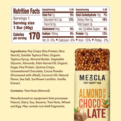 Mezcla Puff-Crispy Bar cross-section reveals creamy almond butter center.