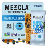 Mezcla puff-crispy maple blueberry bar pack showing convenient grab-and-go snack for a quick protein boost
