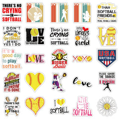 MFUXU softball stickers on phone for vibrant personalization.