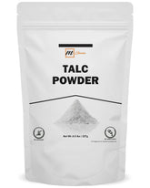 mGanna talc powder bottle closeup showing smooth, lightweight finish for makeup prep