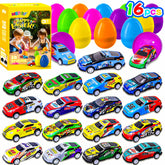 MGparty 16-piece Easter eggs with pull-back cars for engaging egg hunts