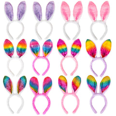 MGparty Easter Bunny Ears Headband with colorful sequins for festive party sparkle.