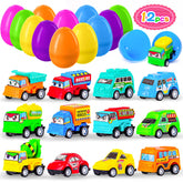 MGparty 12-pack Easter eggs with pull-back cars in bright colors for egg hunts.