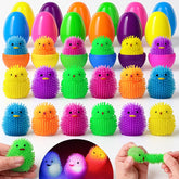 MGparty Easter eggs with glowing chick squishy toys for fun sensory play.