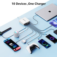 MGRNPONY USB-C and USB-A ports top view, multi-device fast charging ready