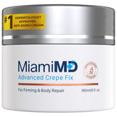 MiamiMD Advanced Crepe Fix bottle showing a hydrating, skin-firming formula.