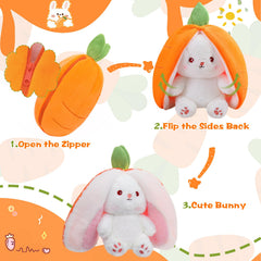 MIAODAM carrot bunny ears zip plush ideal for imaginative storytelling