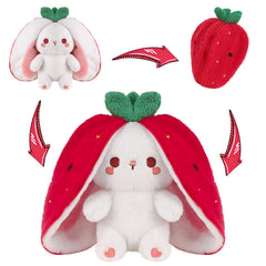 MIAODAM Easter Strawberry Bunny Plush – soft 10-inch cuddle buddy for babies.