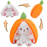 MIAODAM reversible carrot bunny stuffed animal with zip design for versatile play
