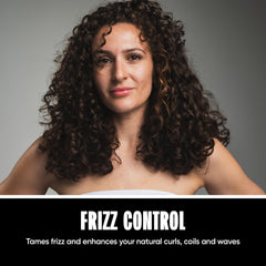 Miche Beauty curly hair definition gel closeup highlighting texture and curl formation.