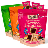 Michel et Augustin dark chocolate sea salt shortbread cookies for gourmet indulgence.
