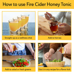 Mickelberry Gardens Fire Cider honey-vinegar blend ready to mix into dressings.