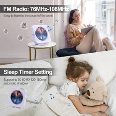micocious compact CD player with remote and LED display for easy control.