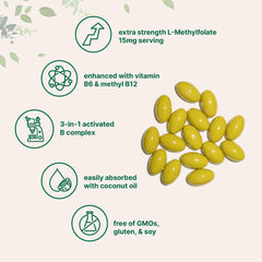 Close-up of 240 softgels, highlighting a 120-day supply.