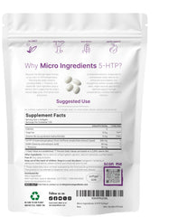 Micro Ingredients 5-HTP capsule close-up highlighting potency and value.