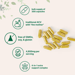 Capsules close-up highlighting 4,800 mg per serving for energy and appetite balance.