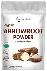 Micro Ingredients Organic Arrowroot Powder 5lb bulk pack for versatile thickening.