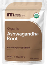 Micro Ingredients ashwagandha root powder bulk bag for easy daily use in smoothies or coffee.