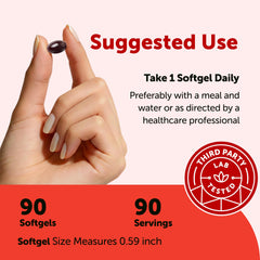 MCT oil infusion supports absorption of astaxanthin in each softgel.