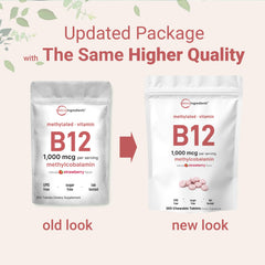 Micro Ingredients B12 1,000 mcg vegan pouch front for a convenient daily dose.