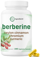Micro Ingredients Berberine 500mg bottle with cinnamon for daily wellness support.