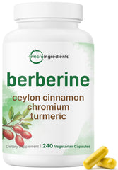 Micro Ingredients Berberine 500mg bottle with cinnamon for daily wellness support.