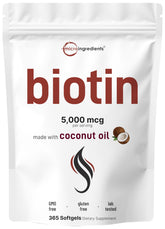 Micro Ingredients Biotin 5000mcg softgels in a bottle for daily beauty support