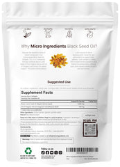 Micro Ingredients Black Seed Oil Softgels pour shows easy daily dosing and on the go use