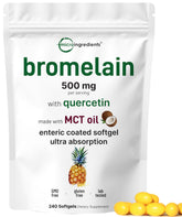 Micro Ingredients Bromelain Quercetin MCT softgels bottle shows easy daily digestion support.