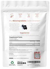Close-up of Micro Ingredients Ceylon Cinnamon capsules highlighting high-potency bark extract.