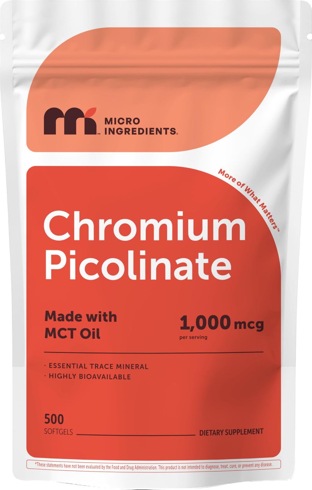 Micro Ingredients chromium picolinate softgel bottle for daily mineral support