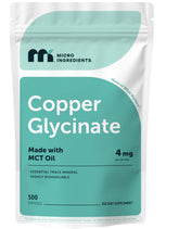Micro Ingredients Copper Glycinate softgel bottle for easy daily copper support.