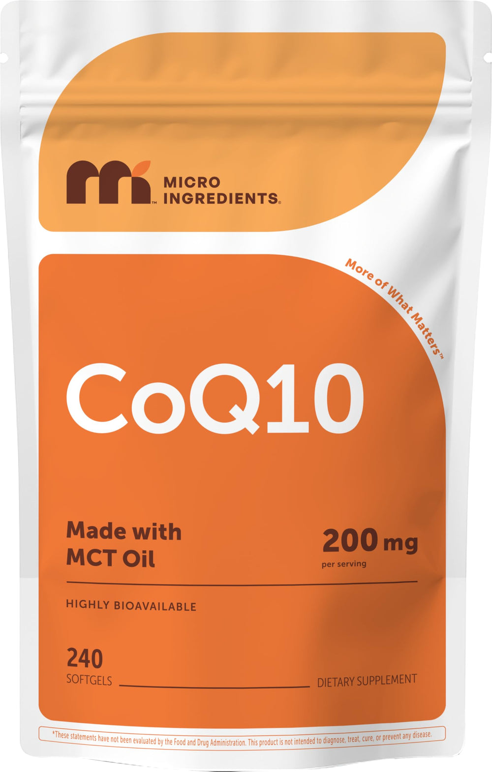 Micro Ingredients CoQ10 softgels with coconut MCT oil for daily antioxidant support