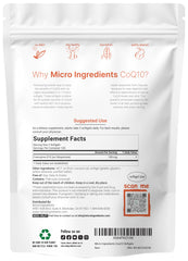 Micro Ingredients CoQ10 softgels being poured to reveal 100 mg per serving.
