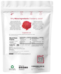 Scoop of Micro Ingredients cranberry powder showing precise 5 g serving.