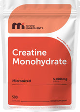 Micro Ingredients creatine monohydrate capsules bottle for daily supplementation.