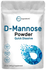 Micro Ingredients D Mannose powder container highlighting pure formula for urinary tract support