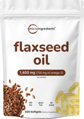 Micro Ingredients Flaxseed Oil bottle front showing 1400mg strength for daily omega support