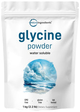 Micro Ingredients Glycine Powder in a jar for easy daily mixing.