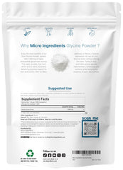 Micro Ingredients Glycine Powder with scoop for precise servings.